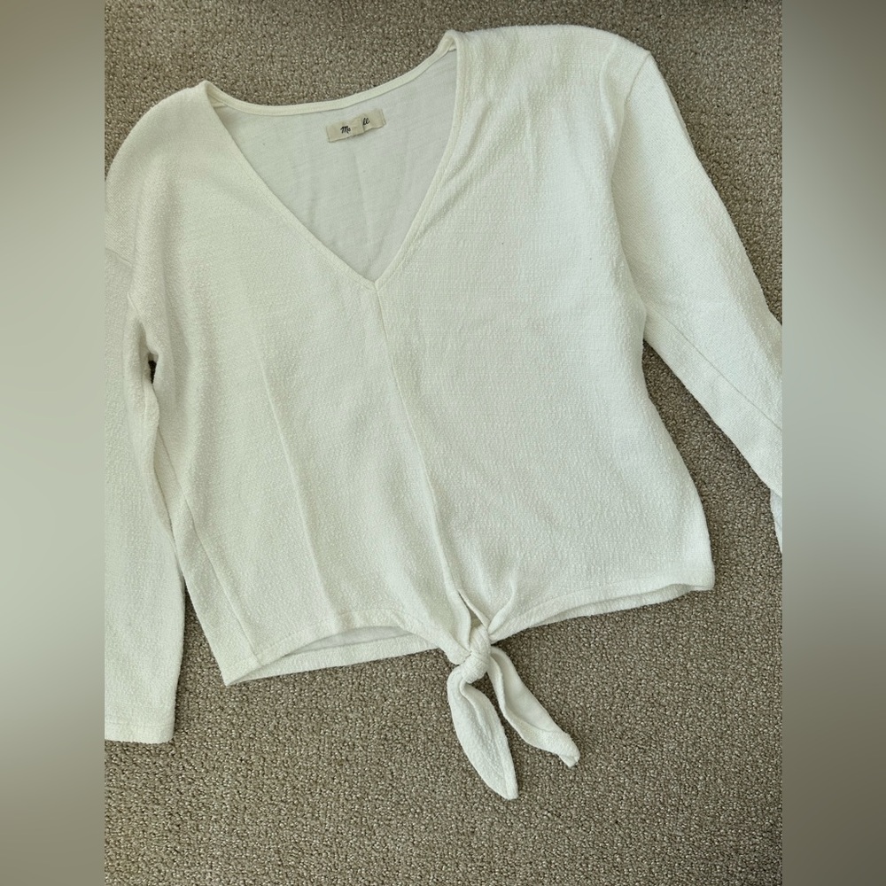 Madewell textured tie long sleeve top VGUC